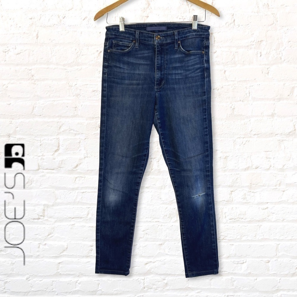 Joe's High Rise Skinny Jeans Size 27 Dark Wash Blue Denim Stretchy Cotton Blend